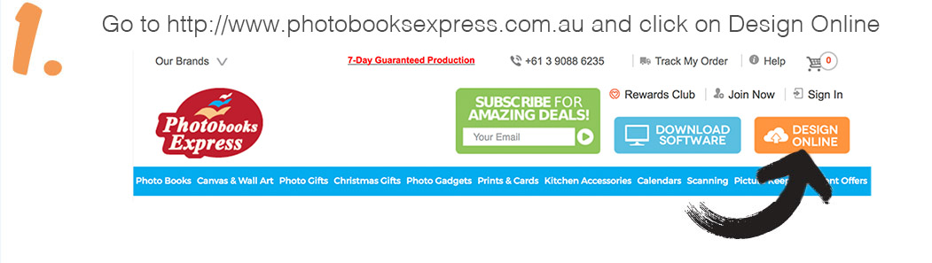 1. Go to www.photobooksexpress.com.au and click on Design Online